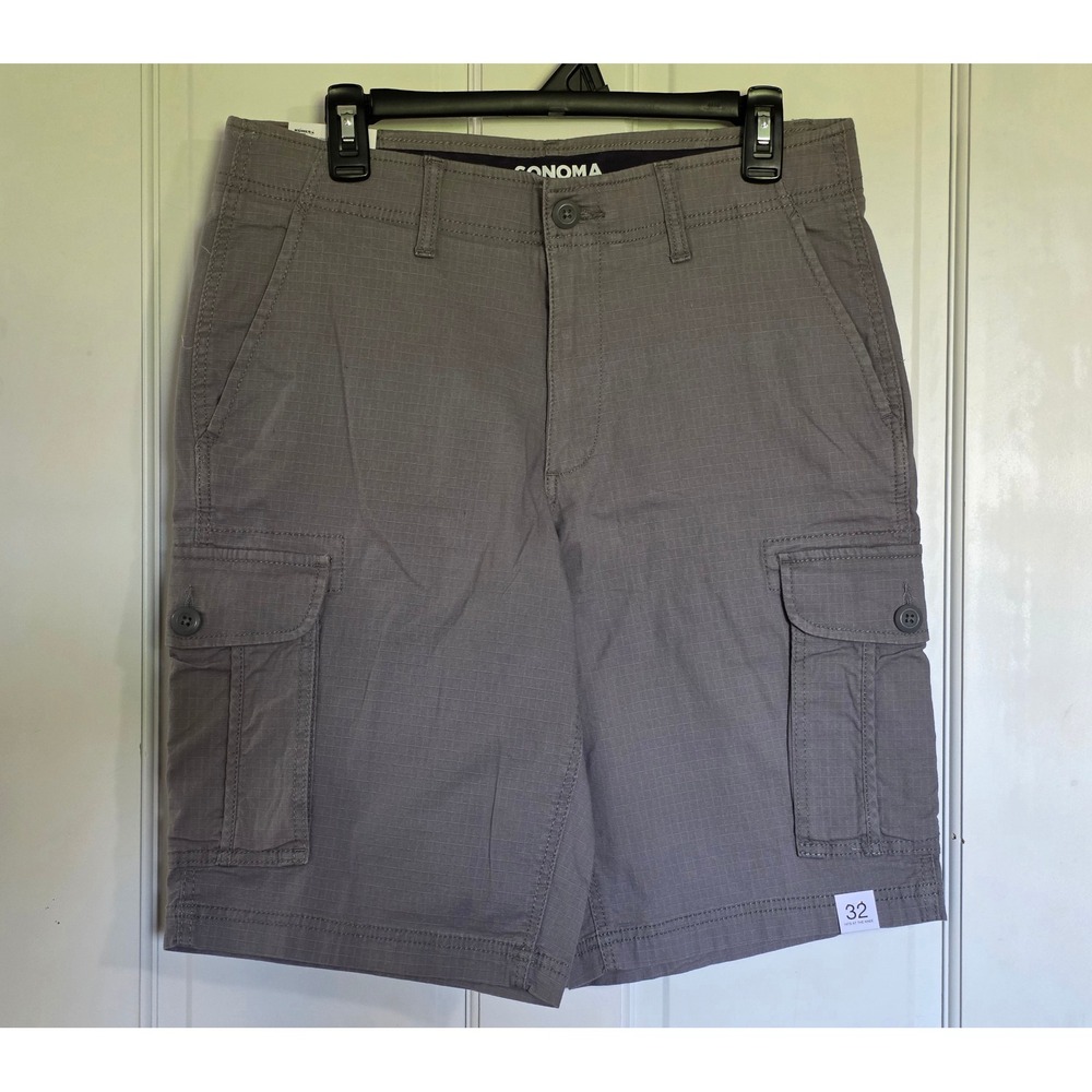 Sonoma Goods For Life Mens Ripstop Cargo Shorts Cliff Gray Size 32 MS01X020RS